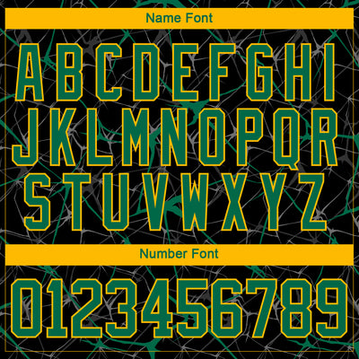 Custom Black Kelly Green-Gold 3D Pattern Abstract Network Hockey Lace Neck Jersey
