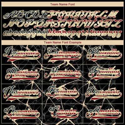 Custom Black Vintage USA Flag Crimson-City Cream 3D Pattern Abstract Network Hockey Lace Neck Jersey