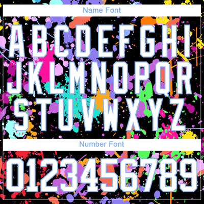 Custom Graffiti Pattern White Black-Light Blue 3D Pattern Splash Art Hockey Lace Neck Jersey