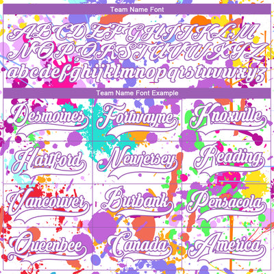 Custom Graffiti Pattern White Medium Purple-Gold 3D Splash Art Hockey Lace Neck Jersey