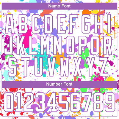 Custom Graffiti Pattern White Medium Purple-Gold 3D Splash Art Hockey Lace Neck Jersey