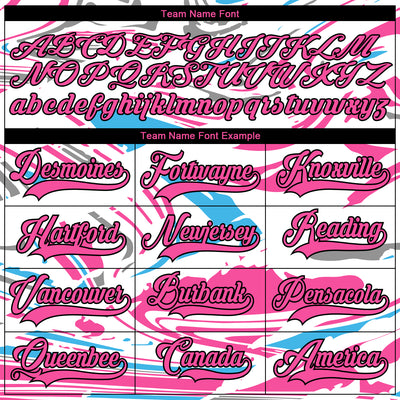 Custom Figure Pink White Sky Blue-Black 3D Pattern Fluid Art Hockey Lace Neck Jersey