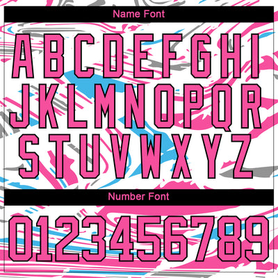 Custom Figure Pink White Sky Blue-Black 3D Pattern Fluid Art Hockey Lace Neck Jersey