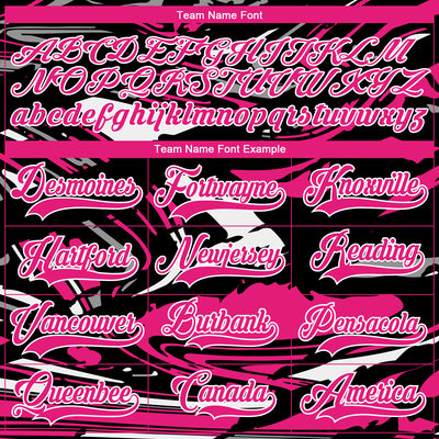 Custom Figure Hot Pink Black-White 3D Pattern Fluid Art Hockey Lace Neck Jersey