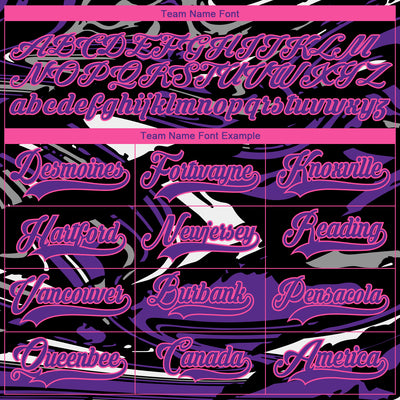 Custom Figure Purple Black Pink-White 3D Pattern Fluid Art Hockey Lace Neck Jersey