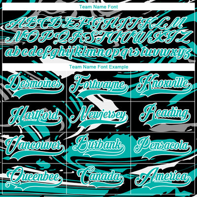 Custom Figure Aqua Black-White 3D Pattern Fluid Art Hockey Lace Neck Jersey