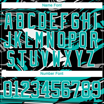 Custom Figure Aqua Black-White 3D Pattern Fluid Art Hockey Lace Neck Jersey