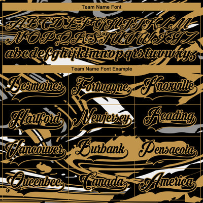 Custom Figure Black Old Gold-White 3D Pattern Fluid Art Hockey Lace Neck Jersey