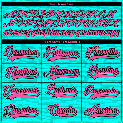 Custom Aqua Pink Black-White 3D Pattern Fragment Art Hockey Lace Neck Jersey