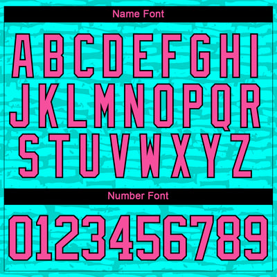 Custom Aqua Pink Black-White 3D Pattern Fragment Art Hockey Lace Neck Jersey