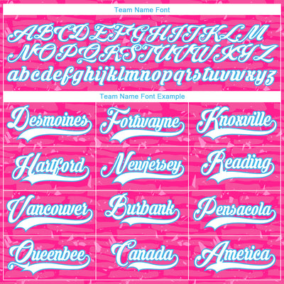 Custom Pink White-Sky Blue 3D Pattern Fragment Art Hockey Lace Neck Jersey