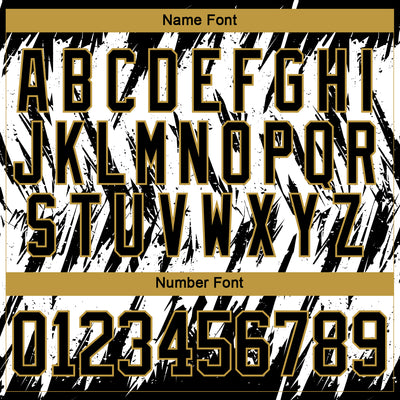 Custom White Black-Old Gold 3D Pattern Splash Art Hockey Lace Neck Jersey