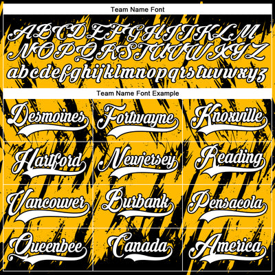 Custom Gold White-Black 3D Pattern Splash Art Hockey Lace Neck Jersey