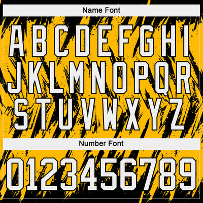 Custom Gold White-Black 3D Pattern Splash Art Hockey Lace Neck Jersey