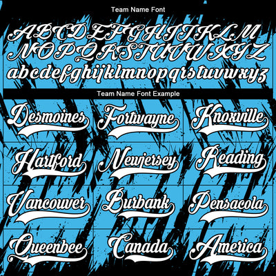 Custom Sky Blue White-Black 3D Pattern Splash Art Hockey Lace Neck Jersey