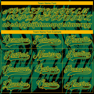 Custom Kelly Green Gold-Black 3D Pattern Splash Art Hockey Lace Neck Jersey