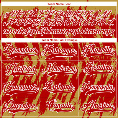 Custom Red Old Gold-White 3D Pattern Splash Art Hockey Lace Neck Jersey