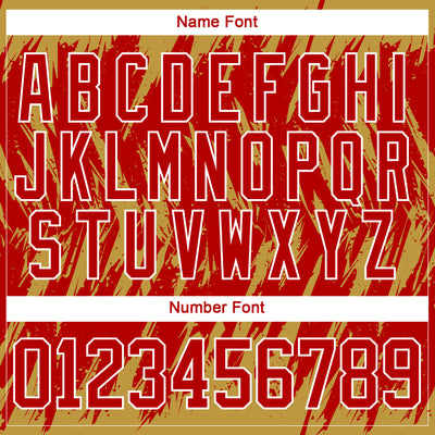 Custom Red Old Gold-White 3D Pattern Splash Art Hockey Lace Neck Jersey