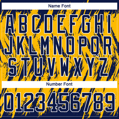 Custom Gold Navy-White 3D Pattern Splash Art Hockey Lace Neck Jersey