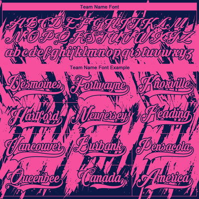 Custom Pink Navy-White 3D Pattern Splash Art Hockey Lace Neck Jersey