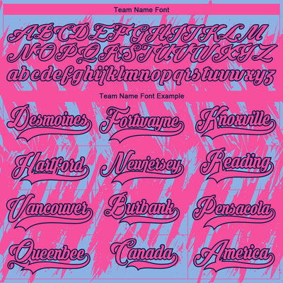 Custom Pink Light Blue Navy-White 3D Pattern Splash Art Hockey Lace Neck Jersey