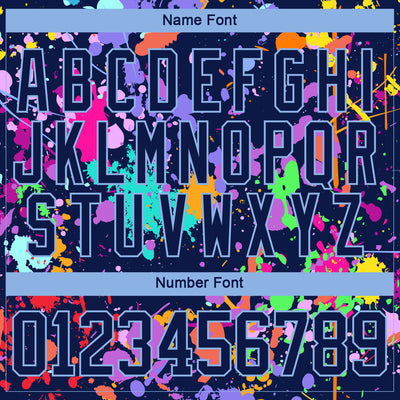 Custom Graffiti Pattern Navy Light Blue-White 3D Pattern Splash Art Hockey Lace Neck Jersey