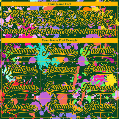 Custom Graffiti Pattern Green Gold-White 3D Pattern Splash Art Hockey Lace Neck Jersey