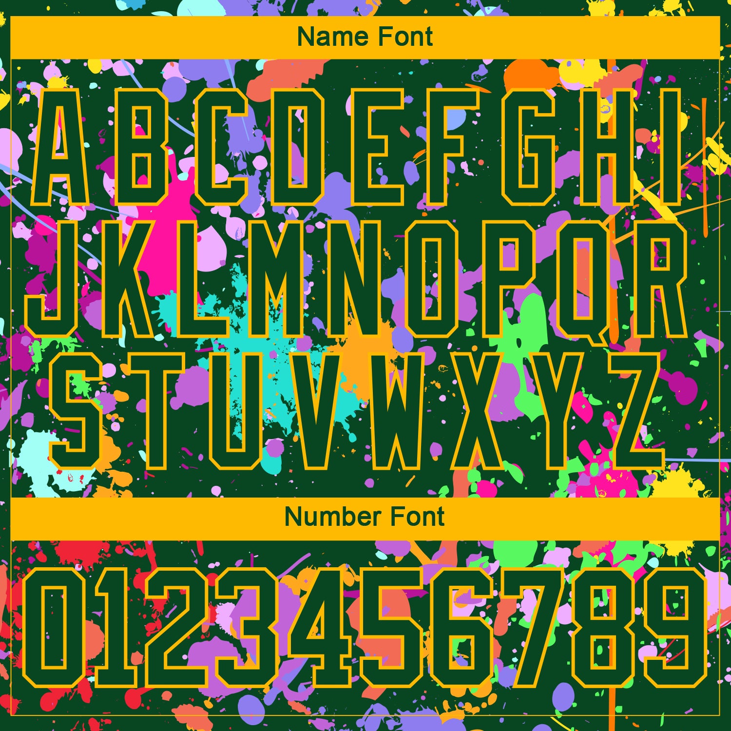 Custom Graffiti Pattern Green Gold-White 3D Pattern Splash Art Hockey Lace Neck Jersey