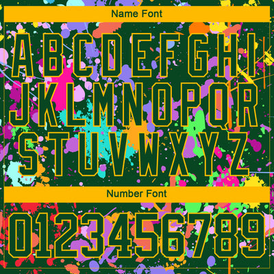 Custom Graffiti Pattern Green Gold-White 3D Pattern Splash Art Hockey Lace Neck Jersey