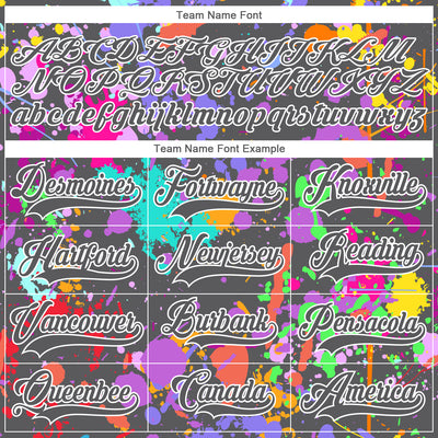 Custom Graffiti Pattern Steel Gray Black-White 3D Pattern Splash Art Hockey Lace Neck Jersey