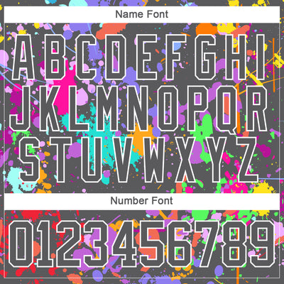 Custom Graffiti Pattern Steel Gray Black-White 3D Pattern Splash Art Hockey Lace Neck Jersey