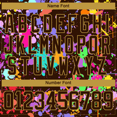 Custom Graffiti Pattern Brown Old Gold-White 3D Pattern Splash Art Hockey Lace Neck Jersey