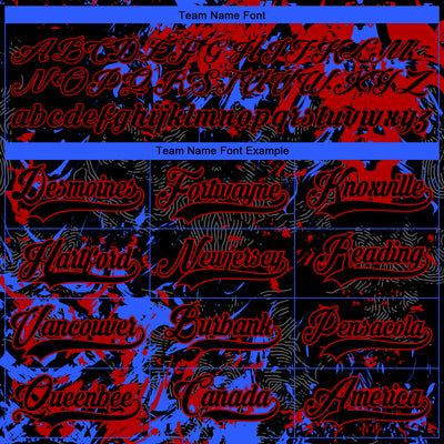 Custom Black Red-Royal 3D Fluid Art Splash Hockey Lace Neck Jersey