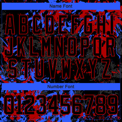 Custom Black Red-Royal 3D Fluid Art Splash Hockey Lace Neck Jersey