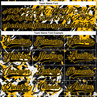 Custom Black Gold-White 3D Fluid Art Splash Hockey Lace Neck Jersey