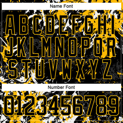 Custom Black Gold-White 3D Fluid Art Splash Hockey Lace Neck Jersey