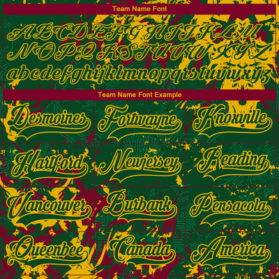 Custom Green Gold-Maroon 3D Fluid Art Splash Hockey Lace Neck Jersey