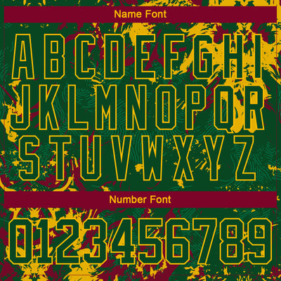 Custom Green Gold-Maroon 3D Fluid Art Splash Hockey Lace Neck Jersey