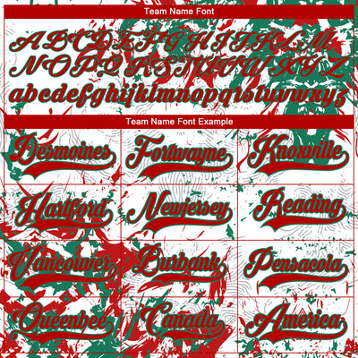 Custom White Red-Kelly Green 3D Fluid Art Splash Hockey Lace Neck Jersey