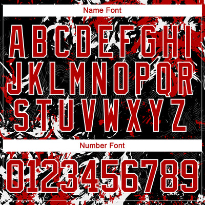 Custom Black Red-White 3D Fluid Art Splash Hockey Lace Neck Jersey