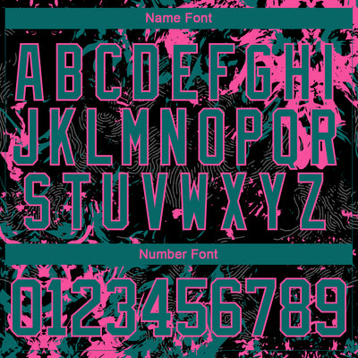 Custom Black Teal-Pink 3D Fluid Art Splash Hockey Lace Neck Jersey
