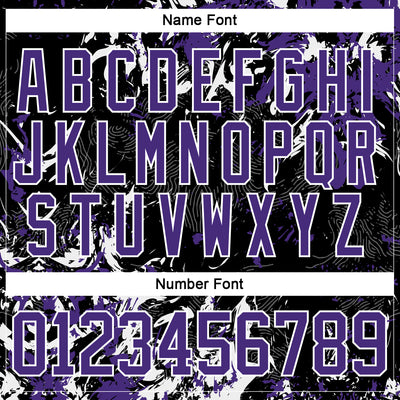 Custom Black Purple-White 3D Fluid Art Splash Hockey Lace Neck Jersey