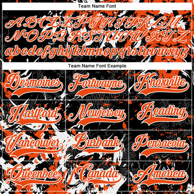 Custom Black Orange-White 3D Fluid Art Splash Hockey Lace Neck Jersey