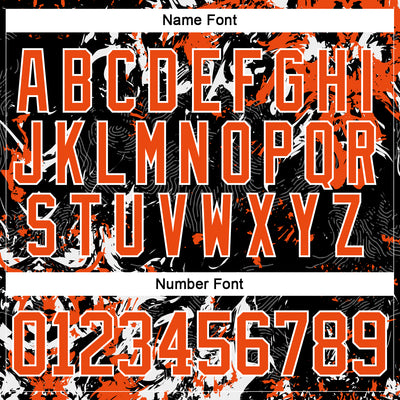 Custom Black Orange-White 3D Fluid Art Splash Hockey Lace Neck Jersey