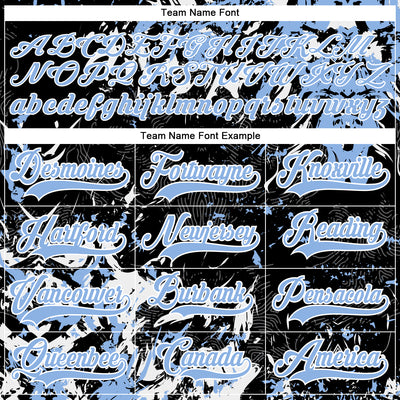 Custom Black Light Blue-White 3D Fluid Art Splash Hockey Lace Neck Jersey