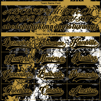 Custom Black Old Gold-White 3D Splash Art Hockey Lace Neck Jersey