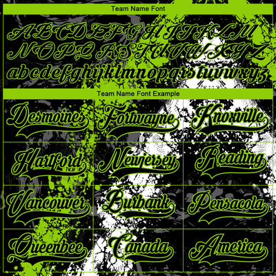 Custom Black Neon Green-White 3D Splash Art Hockey Lace Neck Jersey