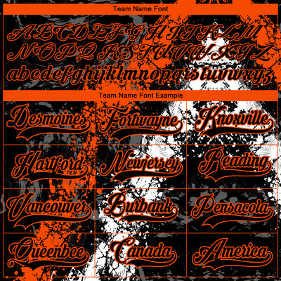 Custom Black Orange-White 3D Splash Art Hockey Lace Neck Jersey