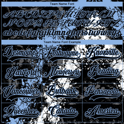 Custom Black Light Blue-White 3D Splash Art Hockey Lace Neck Jersey