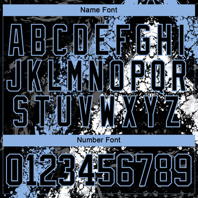 Custom Black Light Blue-White 3D Splash Art Hockey Lace Neck Jersey